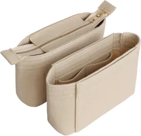 HyFanStr Felt Insert Bag Organizer with Zipper, Small Handbag Purse Organizer Tote Liner Pouch for Women, 2 Piece Set 