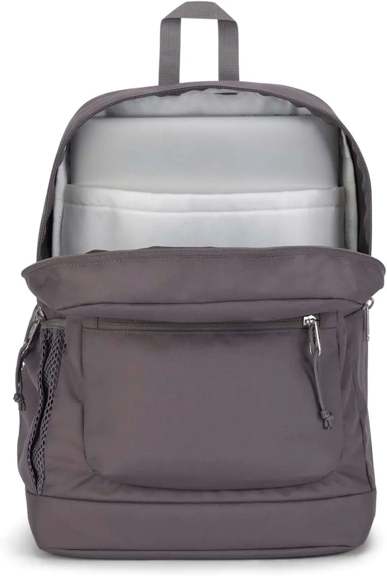 JanSport Cross Town Plus Backpack - Large Main Compartment, Side Water Bottle Pocket, 15-Inch Padded Laptop Sleeve - Graphite Grey