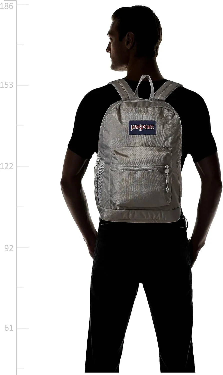 JanSport Cross Town Plus Backpack - Large Main Compartment, Side Water Bottle Pocket, 15-Inch Padded Laptop Sleeve - Graphite Grey
