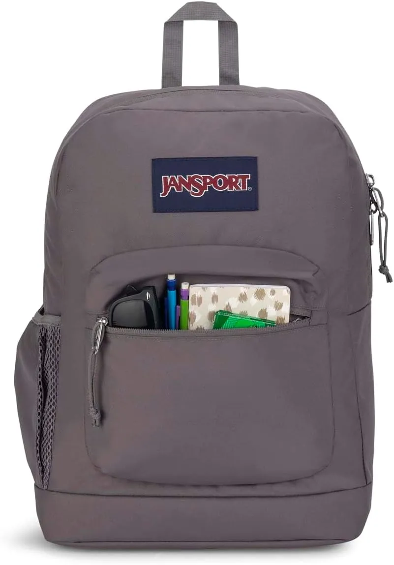 JanSport Cross Town Plus Backpack - Large Main Compartment, Side Water Bottle Pocket, 15-Inch Padded Laptop Sleeve - Graphite Grey