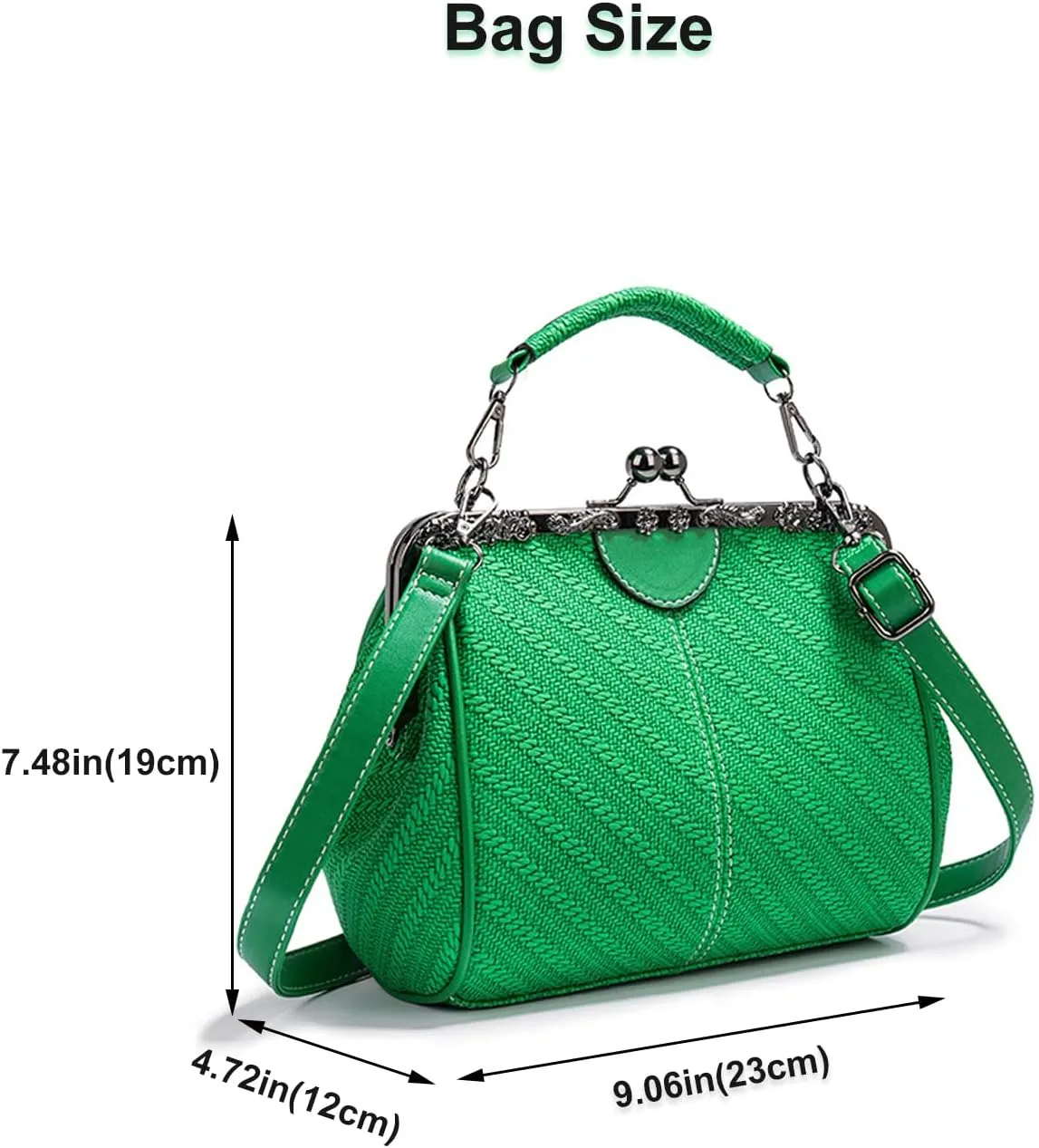 Kiss Lock Handbags for Women Vintage PU Leather Evening Clutch Satchel Retro Hollow Crossbody Shoulder Purse Tote