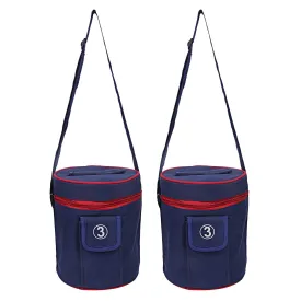Kuber Industries 2 Piece Canvas Lunch Bag, Blue (Suitable for 3 Compartment)-CTKTC21474