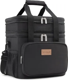 Lifewit Lunch Box for Men Women, Black, 12L/16Can, Insulated Soft Cooler Bag with Padded Shoulder Strap, Ideal for Work/Flight/Travel