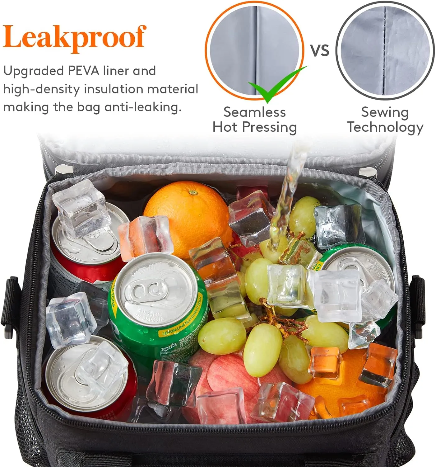 Lifewit Lunch Box for Men Women, Black, 12L/16Can, Insulated Soft Cooler Bag with Padded Shoulder Strap, Ideal for Work/Flight/Travel