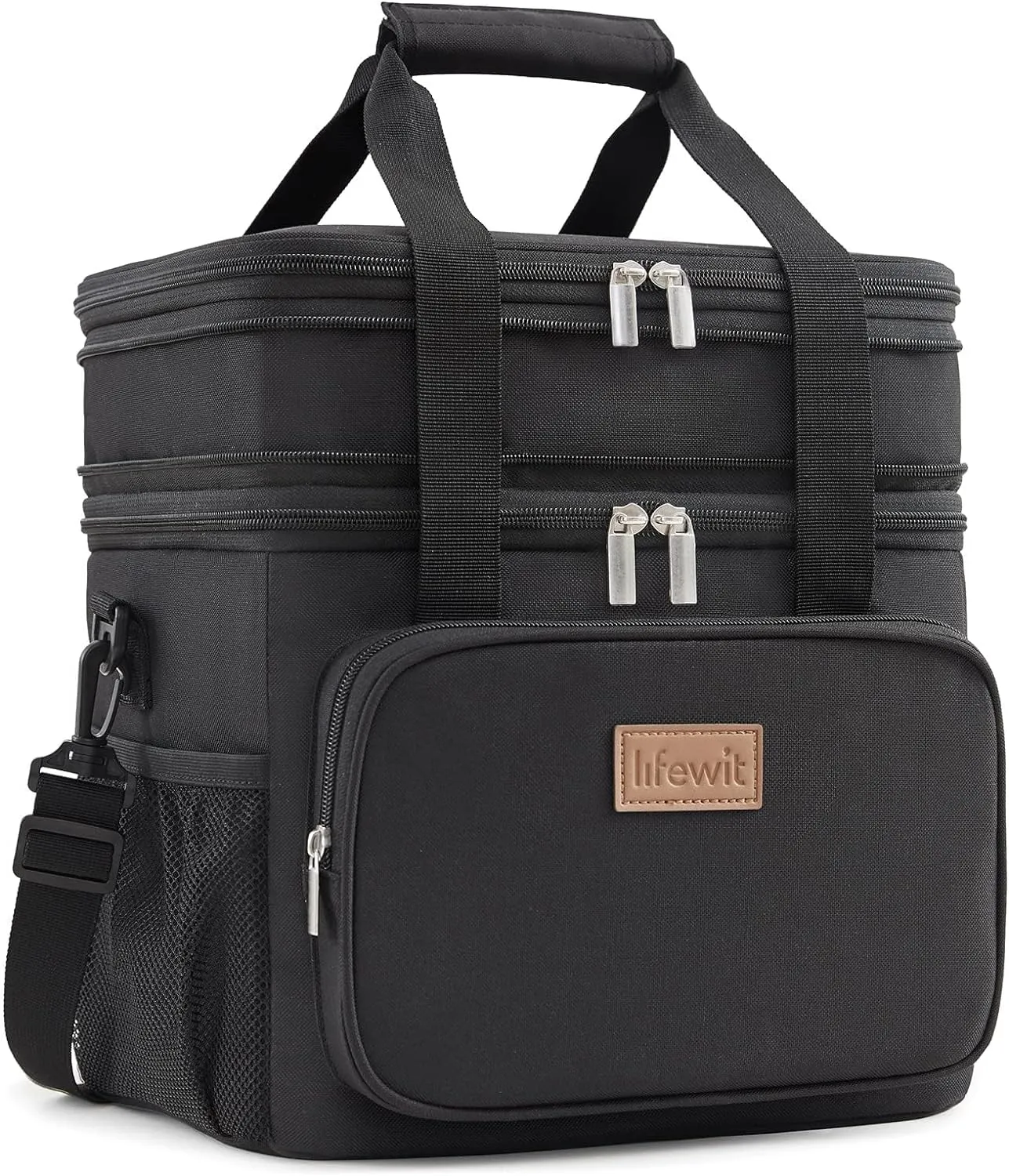 Lifewit Lunch Box for Men Women, Black, 12L/16Can, Insulated Soft Cooler Bag with Padded Shoulder Strap, Ideal for Work/Flight/Travel