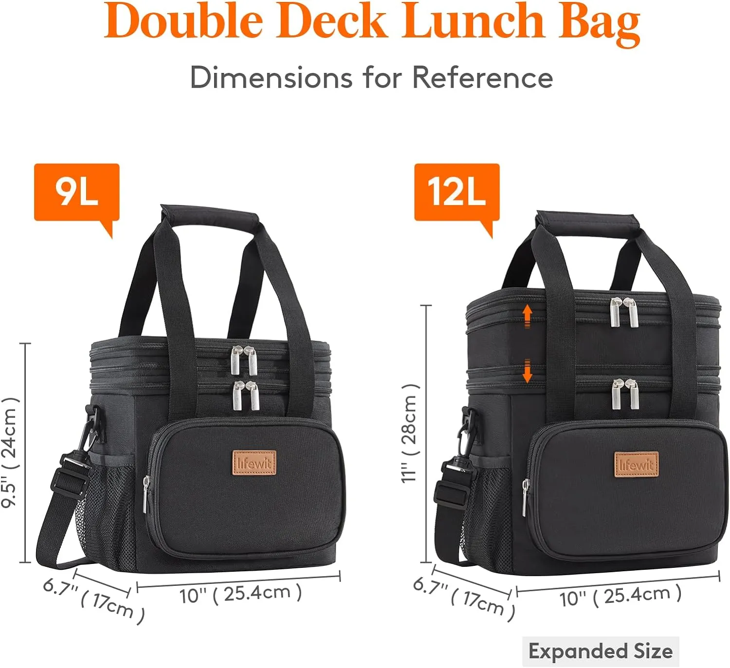 Lifewit Lunch Box for Men Women, Black, 12L/16Can, Insulated Soft Cooler Bag with Padded Shoulder Strap, Ideal for Work/Flight/Travel