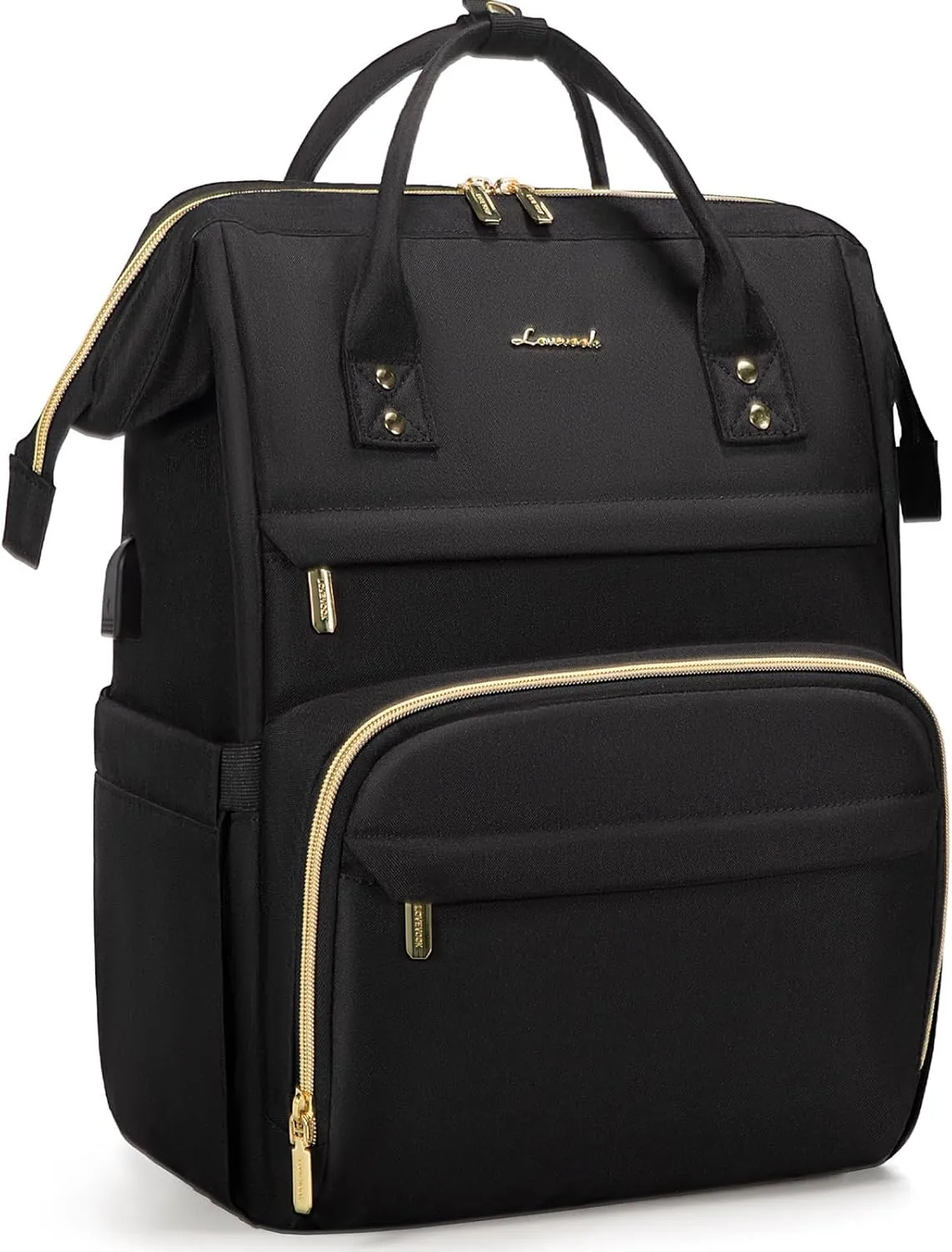 LOVEVOOK Extra Large Travel Laptop Backpack Women, 18 Inch Womens Work Backpack Purse, Waterproof Anti-theft Travel Back Pack with USB Charging Port for College Teacher Nurse, Black
