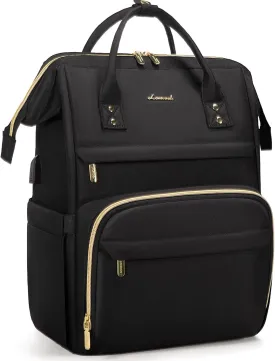 LOVEVOOK Extra Large Travel Laptop Backpack Women, 18 Inch Womens Work Backpack Purse, Waterproof Anti-theft Travel Back Pack with USB Charging Port for College Teacher Nurse, Black