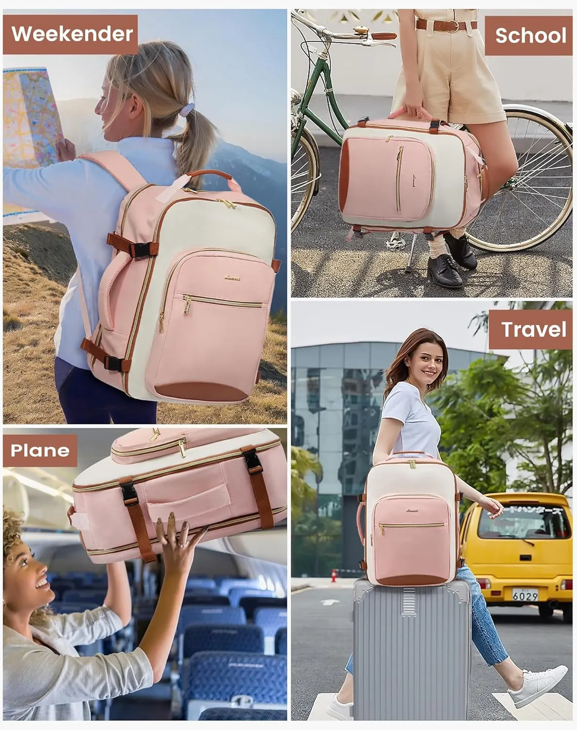LOVEVOOK Large Travel Backpack for Women & Men, 40L Carry on Backpack for Airplanes, TSA Personal Item Travel Bag fits 17" Laptop, Waterproof Travel Essentials Airline Approved with 3 Packing Cubes