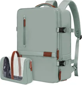 MOSISO Travel Backpack, 40L Carry on Laptop Backpack, 17-17.3 inch Airline Approved Luggage Bag with USB Port&Hidden Shoulder Strap, Casual Daypack with Toiletry Bag&Shoe Pocket, Antique Green