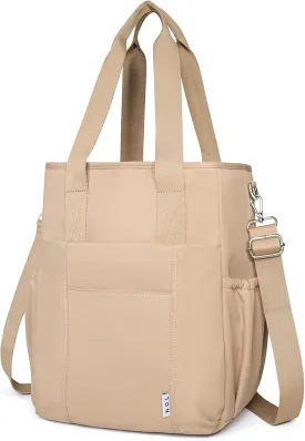 NOL Insulated Lunch Bag for Women, Large Spacious Lunch Tote Bag With Removable Adjustable Shoulder Strap with Multi Pockets,Leakproof Cooler Bag,Lightweight Nylon Waterproof Lunch Box For Work,Khaki