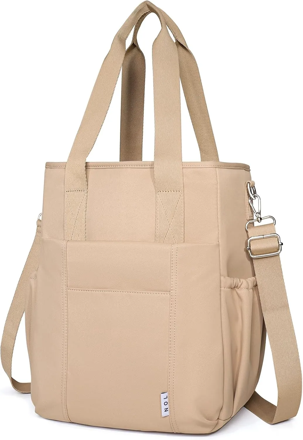 NOL Insulated Lunch Bag for Women, Large Spacious Lunch Tote Bag With Removable Adjustable Shoulder Strap with Multi Pockets,Leakproof Cooler Bag,Lightweight Nylon Waterproof Lunch Box For Work,Khaki