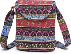 OPQRSTU Women's Retro Small Size Canvas Shoulder Bag Hippie Boho Crossbody Handbag