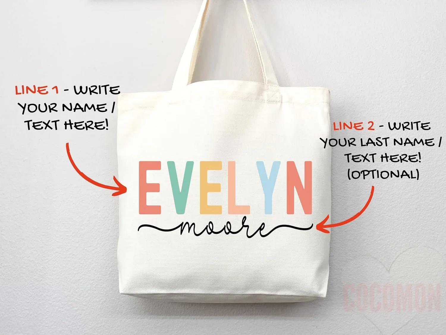 Personalized Custom Name Tote Bag - Custom Tote Shopper - Premium Canvas, Reusable, Eco-Friendly - Ideal Gift for Women, Bridesmaids, Teachers, Nurses - Customizable (Medium Bag   Matching Pouch)
