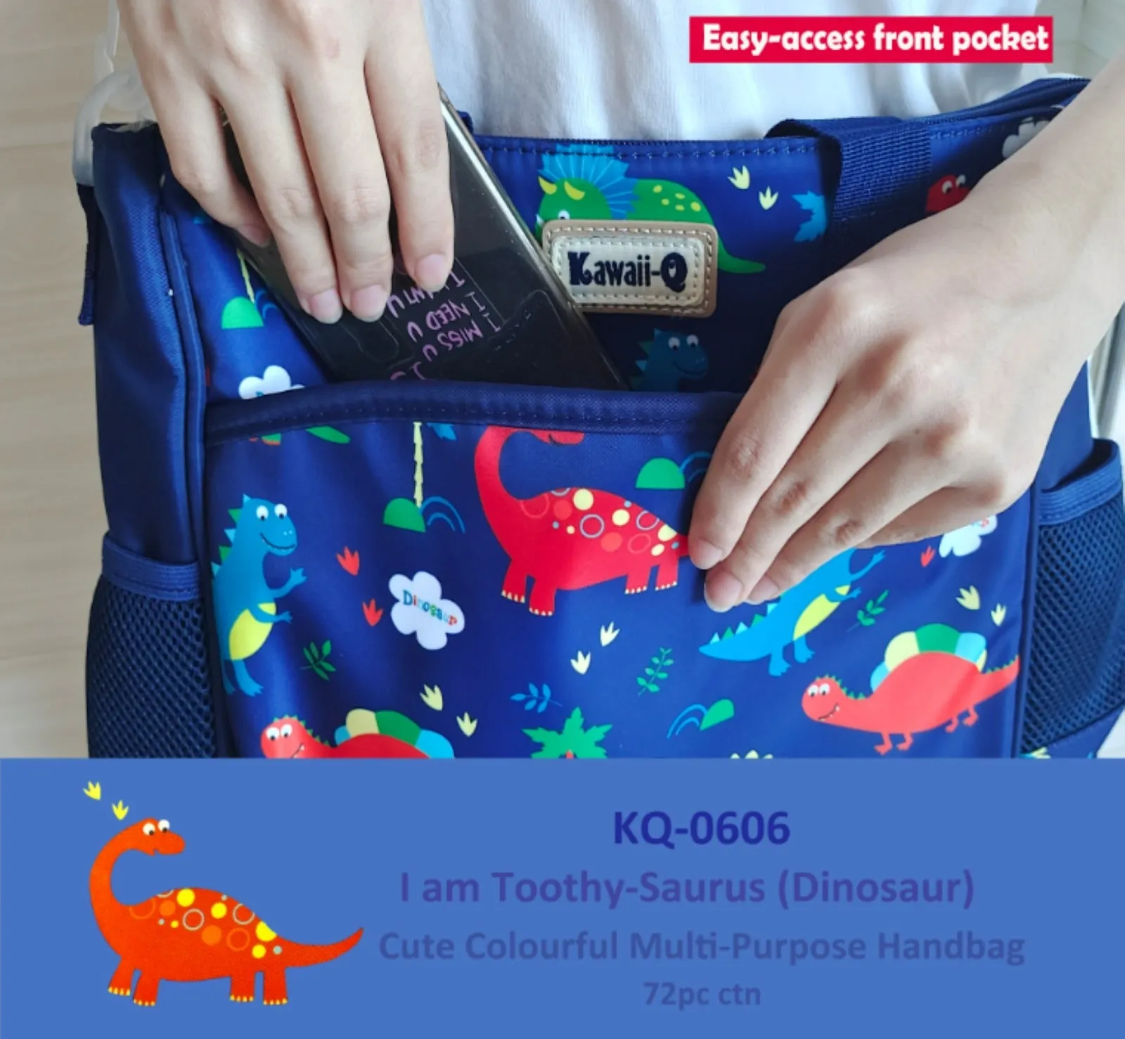 Premium Quality Dino Theme Multipurpose Large Capacity Shoulder Bag