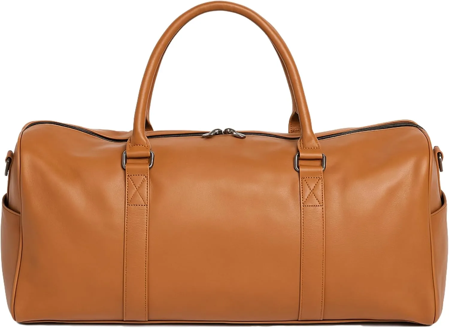 Real Cowhide Leather Travel Duffel Bag  Waterproof Weekender Overnight Bag, Vintage Handcrafted Travel Carry-On Luggage (Camel)