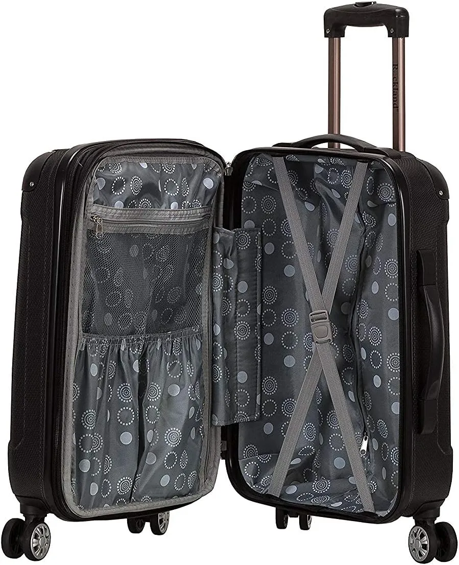 Rockland London Hardside Expandable Luggage with Spinner Wheels, Black, Carry-On 20-Inch