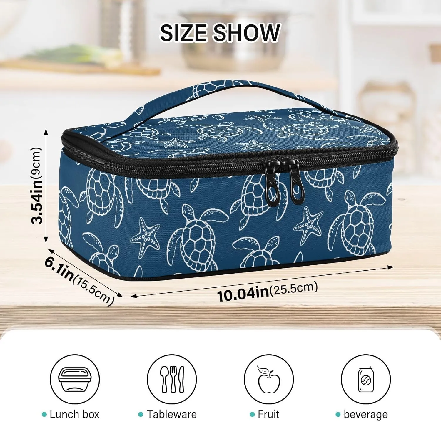 Sea Turtle Starfish Small Lunch Bag Little Insulated Lunch Box for Women Men Mini Kids Lunchbag Snack Container Portable Cooler Bag