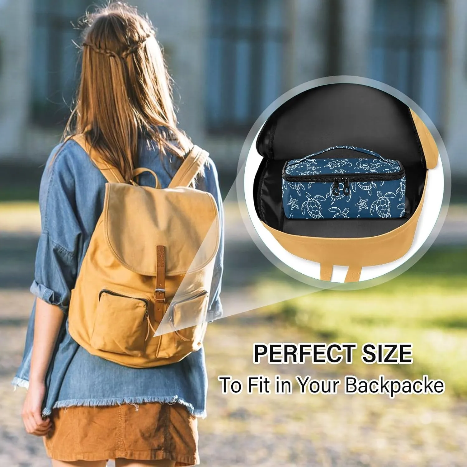 Sea Turtle Starfish Small Lunch Bag Little Insulated Lunch Box for Women Men Mini Kids Lunchbag Snack Container Portable Cooler Bag
