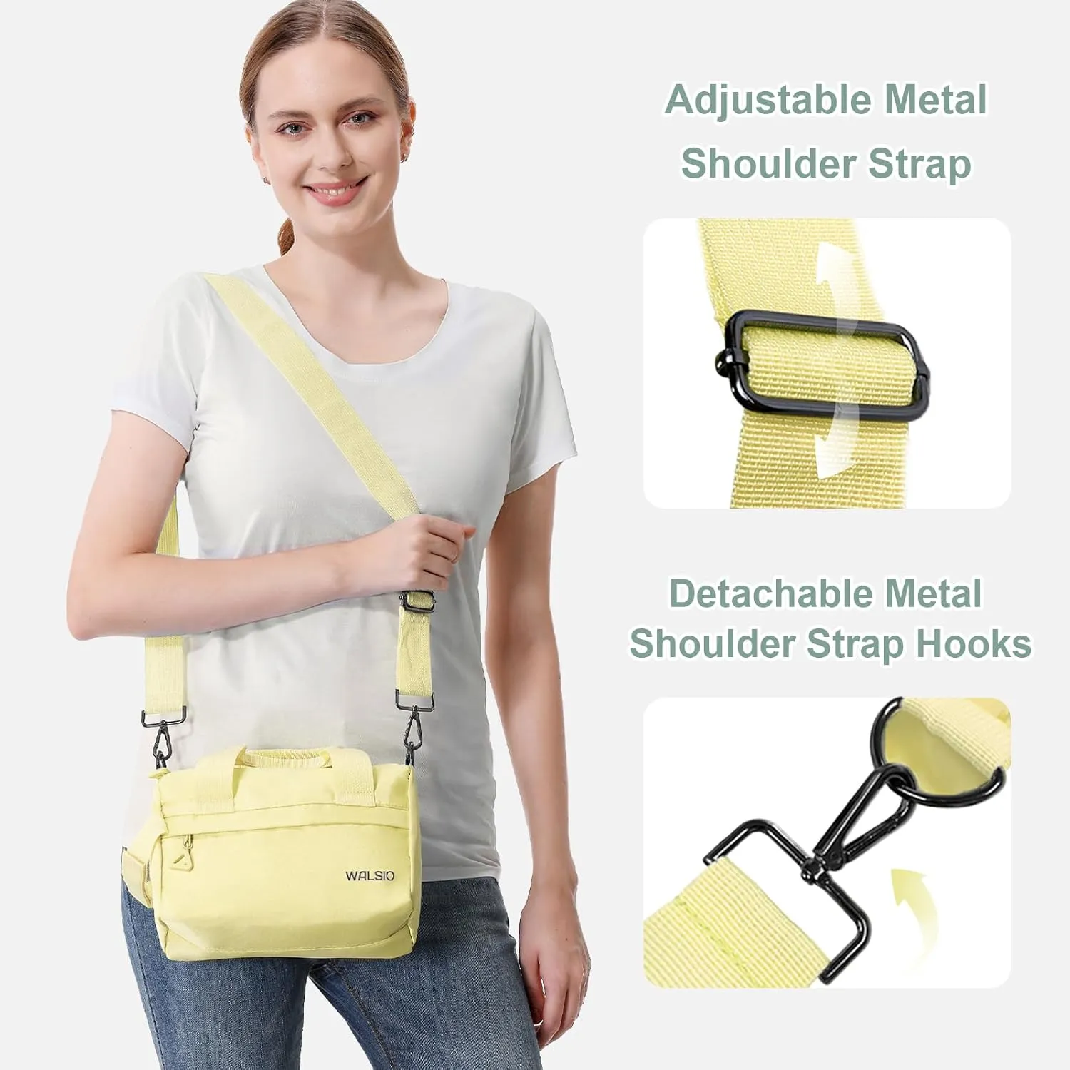 Small Gym Bag 9 inch, Mini Duffle Bag with Adjustable Strap, Lightweight Carry On Sport Bag for Women Girls (Light Yellow)