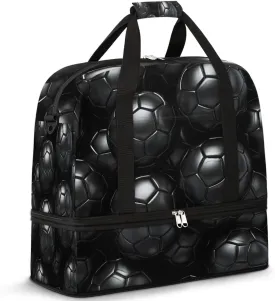 Sport Football Pattern Foldable Travel Duffel Bag Overnight Weekender Bag with Shoes Compartment Sports Gym Bag for Men Women