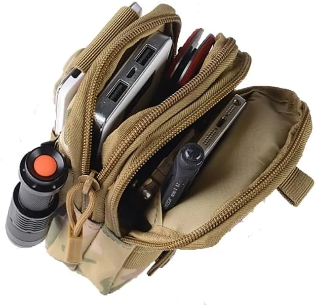 Tactical Molle EDC Waist Pouch Compact Bag, Multi-Purpose Utility Tactical Pouch Belt Cell Phone Holder for Workout Hiking Camping Outdoor Tear