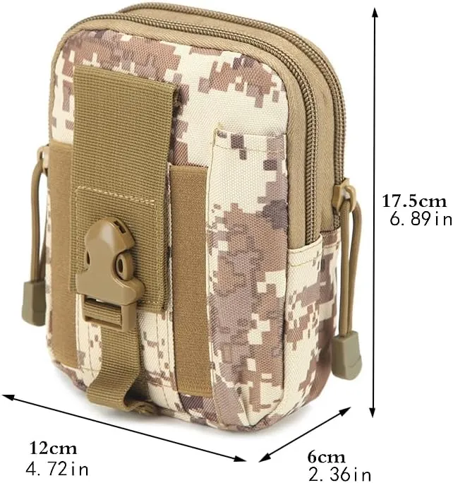 Tactical Molle EDC Waist Pouch Compact Bag, Multi-Purpose Utility Tactical Pouch Belt Cell Phone Holder for Workout Hiking Camping Outdoor Tear