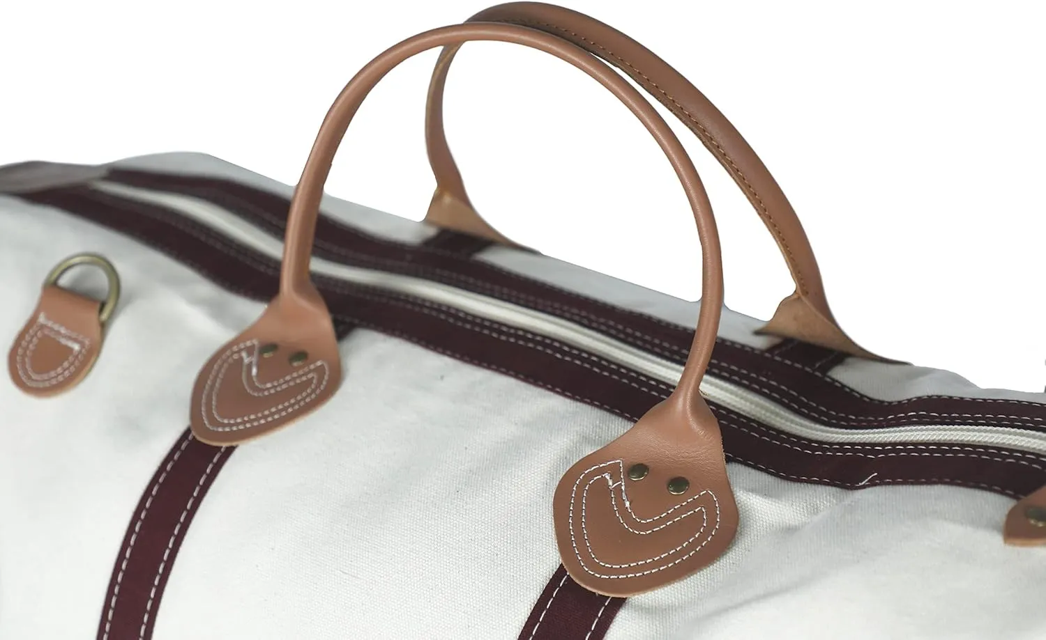 Tag&Crew Weekender Signature Duffle 20 Oz. Heavy Canvas Leather Handle Bag with Detachable Shoulder Strap Ideal for Overnight Travel Business Trip Vacations - Large, Maroon