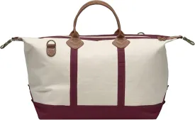 Tag&Crew Weekender Signature Duffle 20 Oz. Heavy Canvas Leather Handle Bag with Detachable Shoulder Strap Ideal for Overnight Travel Business Trip Vacations - Large, Maroon