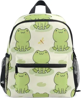 TropicalLife Kids Backpack for Boys Girls School Toddler Cute Animal Frog Pattern Children Preschool Book Bag Kindergarten Travel Backpack Daypack