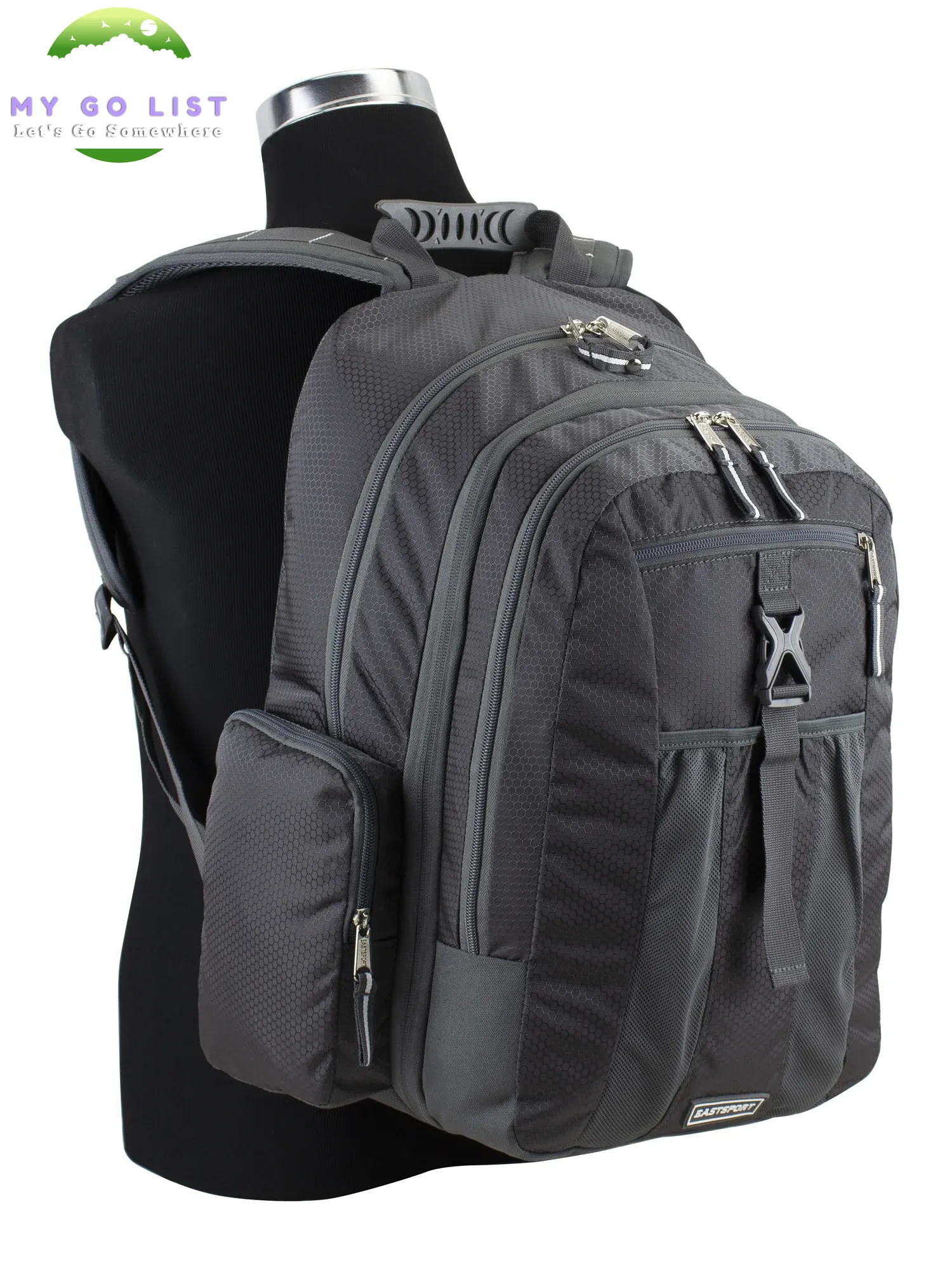 Unisex Premier Expandable Recycled Backpack, Charcoal