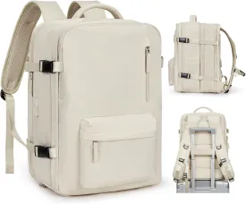VGCUB Large Travel Backpack Bag for Women Men,Carry on Backpack,17 Inch Laptop Business Work Waterproof Backpack with Laptop Compartment,Person Item Flight Approved,Mochila de Viaje,Beige Expandable