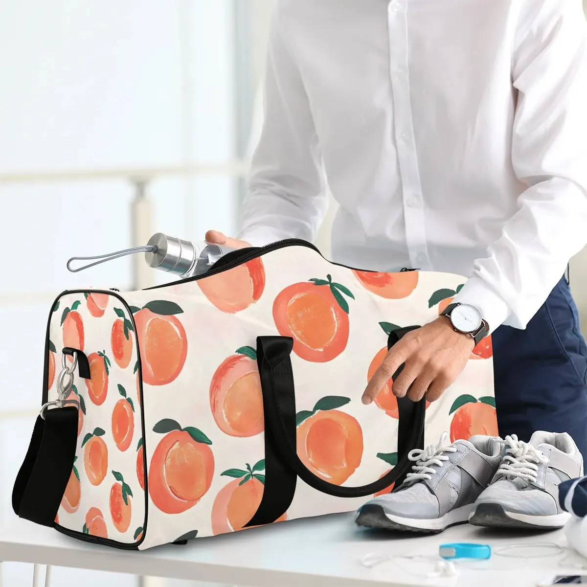 Watercolor Peach Foldable Lightweight Duffle Bag for Travel - Waterproof Carry On Bags for Airplanes, Travel Duffel Bags for Gym, Weekend