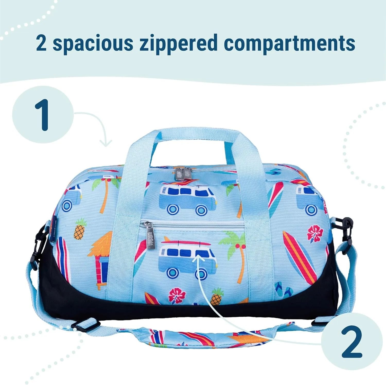 Wildkin Kids Overnighter Duffel Bag  Carry-On Size, Ideal for School & Sleepovers  Surf Shack
