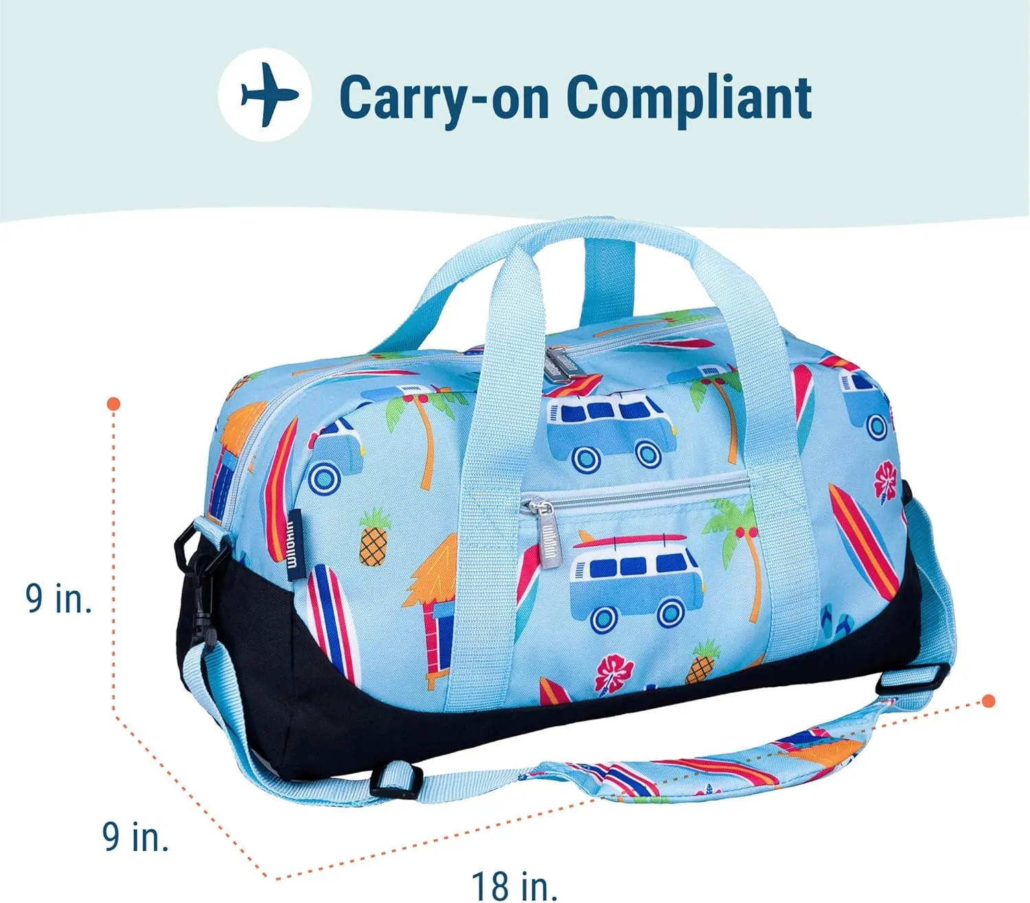 Wildkin Kids Overnighter Duffel Bag  Carry-On Size, Ideal for School & Sleepovers  Surf Shack