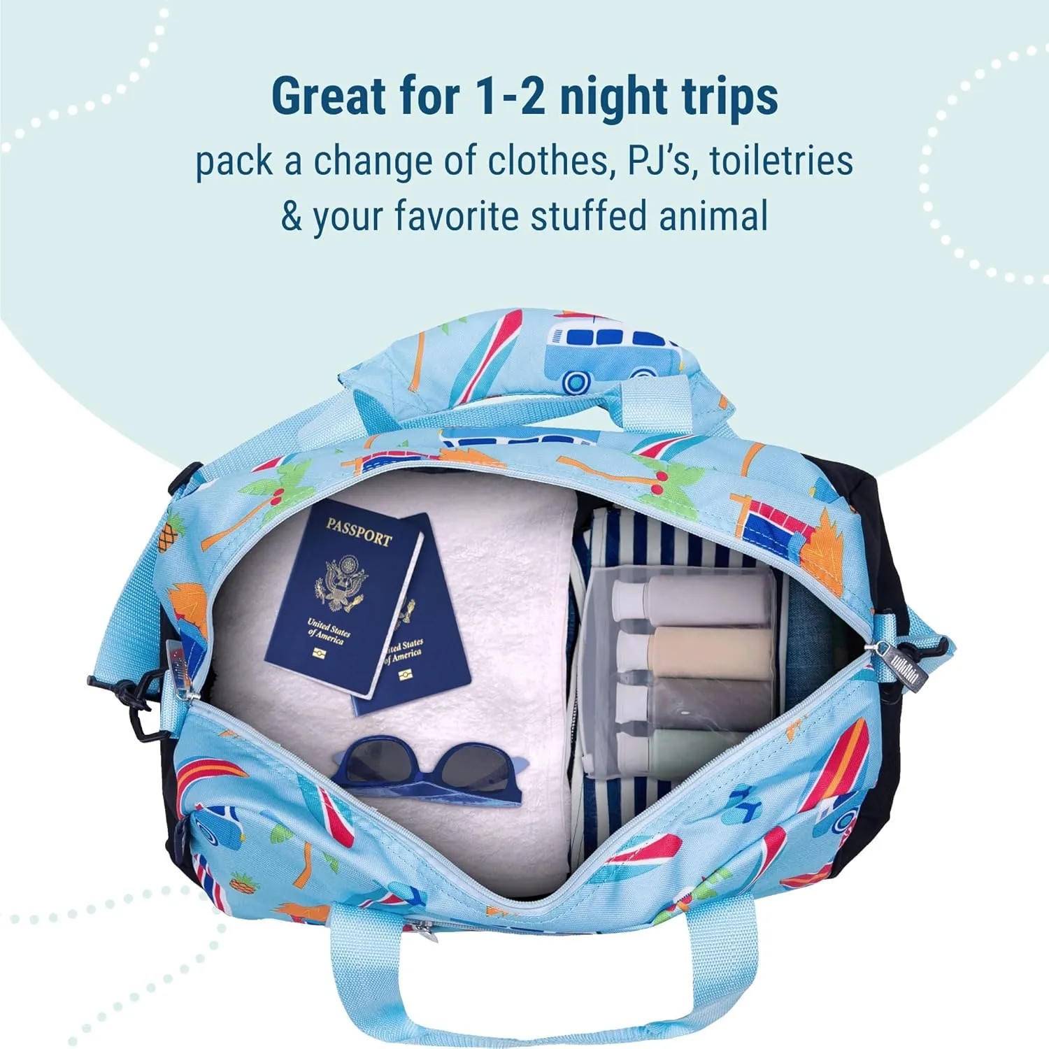 Wildkin Kids Overnighter Duffel Bag  Carry-On Size, Ideal for School & Sleepovers  Surf Shack