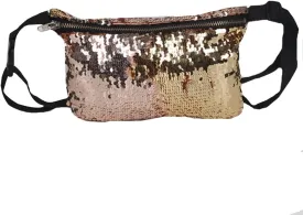 Women Men Glitter Mermaid Sequins Fanny Pack Contrast Color Rave Beach Waist Bag Chest Pack Corss-body Bag Purse Pouch Champagne Gold