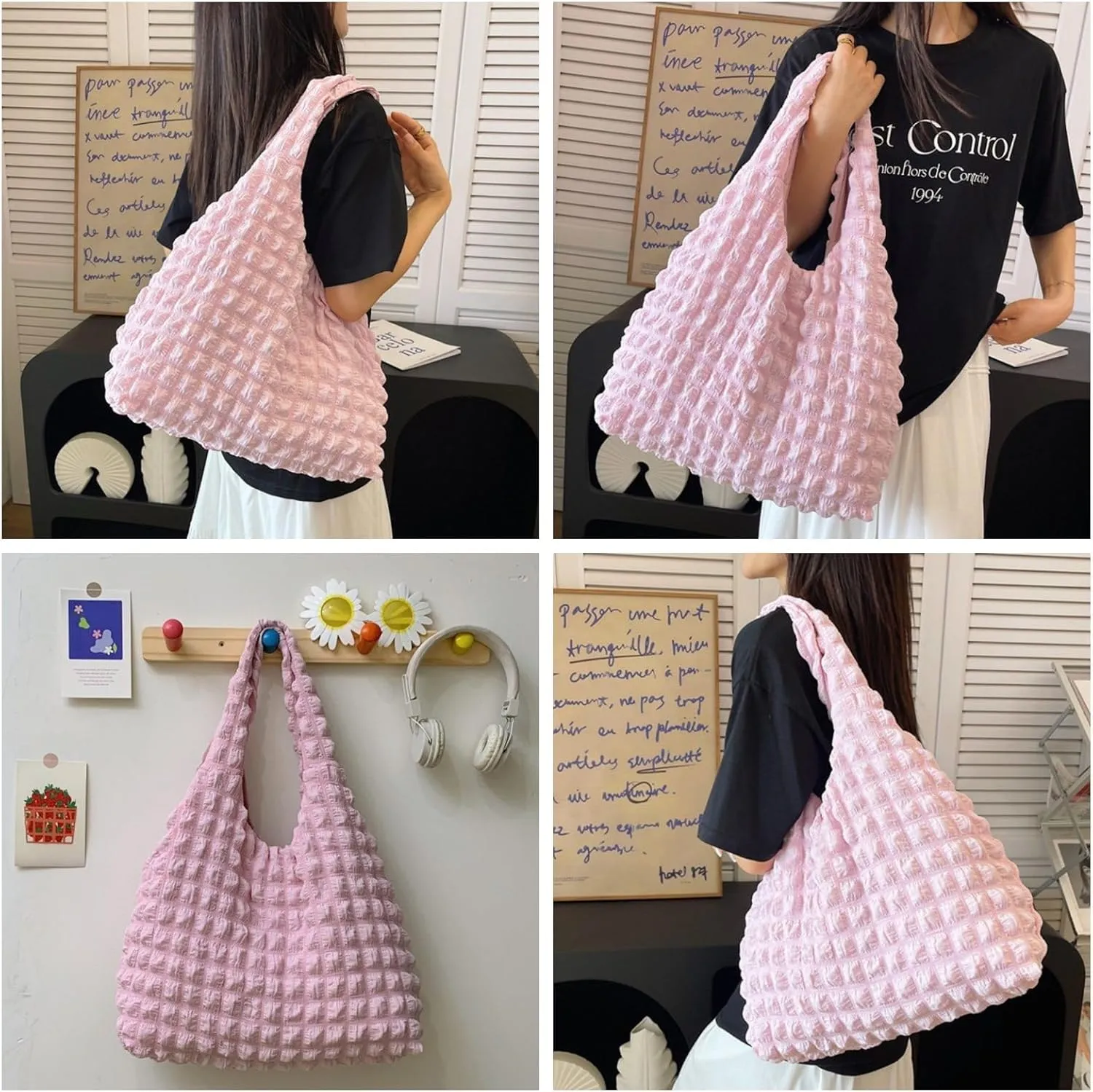 Women's Wave Cloud Canvas Tote Bag - Boho Lightweight Beach Bag for Everyday Casual Style